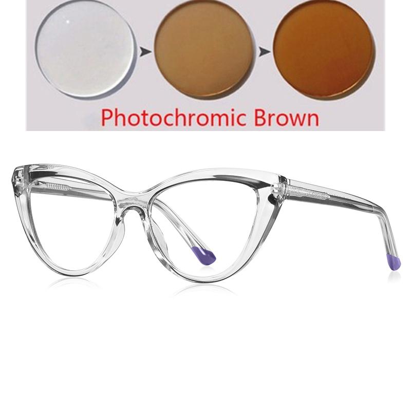 Transparent Purple Frame Cat Eye Nearsighted Glasses For Women Fashion Shortsighted Prescription Eyeglasse 0 -0.5 -0.75 To -6.0
