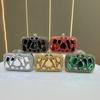 Borsa a Mano - Raffinata Borsa da Sera con Intarsi di Diamanti, Borsa a Mano con Catena, Borsa da Donna