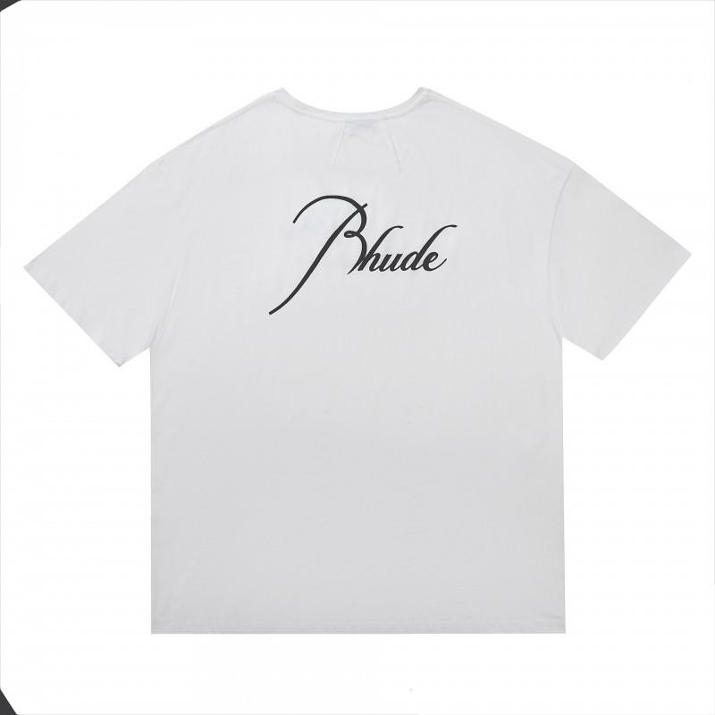 High Street Oversize Couple T-Shirt American Streetwear Print YYZP RHUDE Short Sleeve Tee Teens