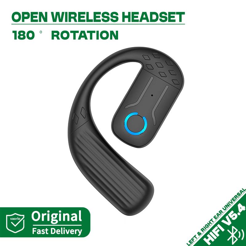VAORLO Open Wireless Headset Bluetooth 5.4 180° Rotation Adjustable Left Right Ear Universal Earphone Mic Sport Business Music Ear-Hook