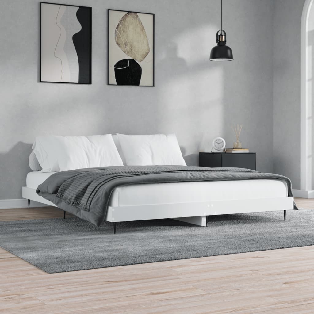 White Bed Frame 200x200 cm Engineered Wood