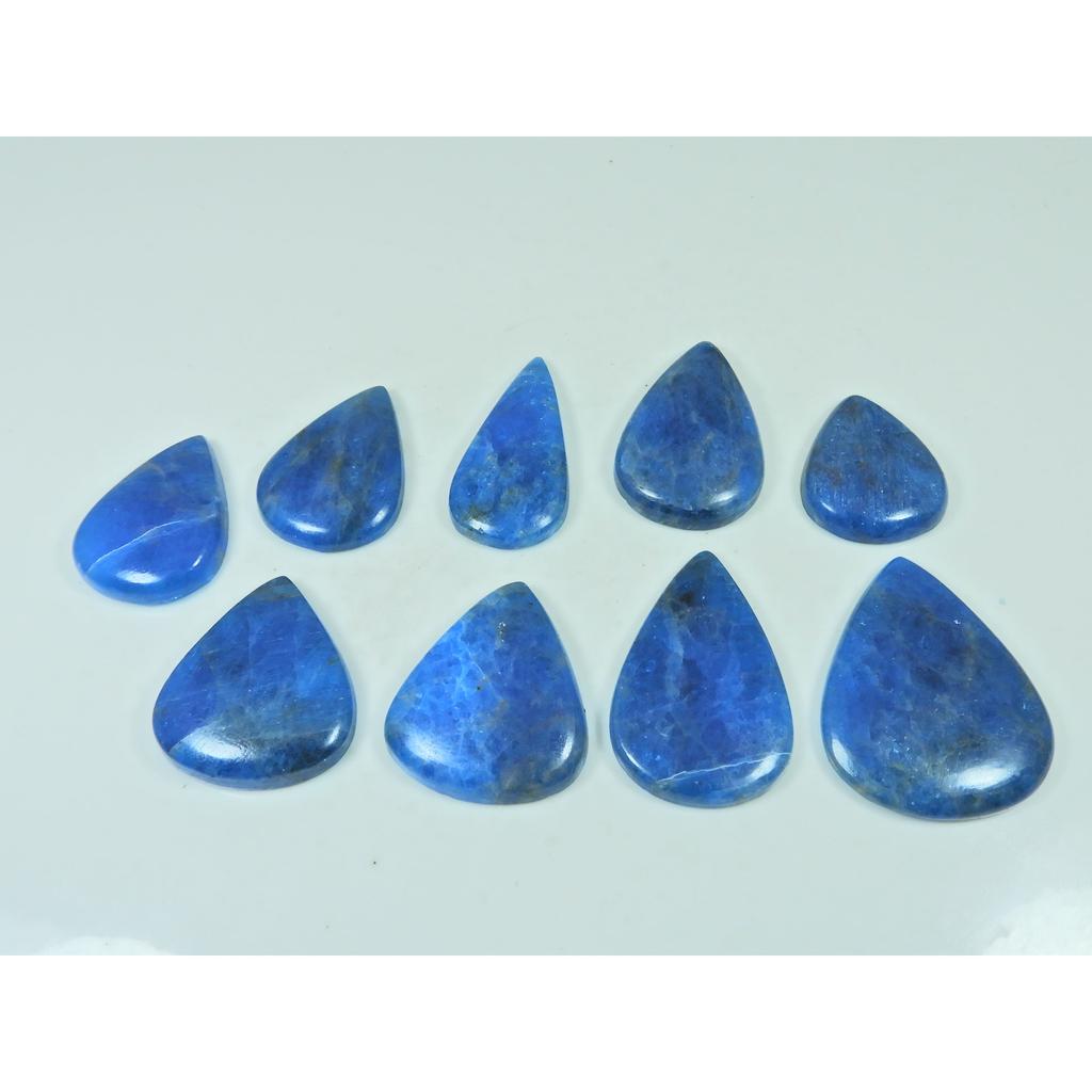 270Cts. Natural Blue Apatite Pear Shape Cabochon Loose Gemstone 09 Pcs Lot C-3038