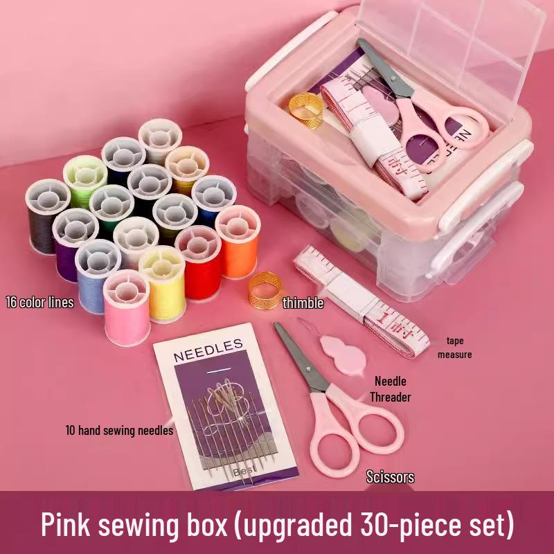 Black & White DIY Sewing Thread and Needle Set for Mending and Handcrafts