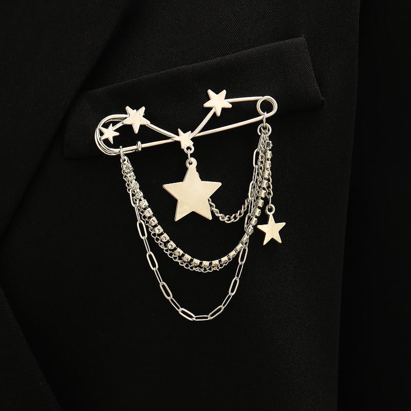Punk Tassel Brooch Love Butterfly Chain Paper Clip Multi Element Retro Pants Chain Cool Hip-Hop Gothic Brooches Accessories