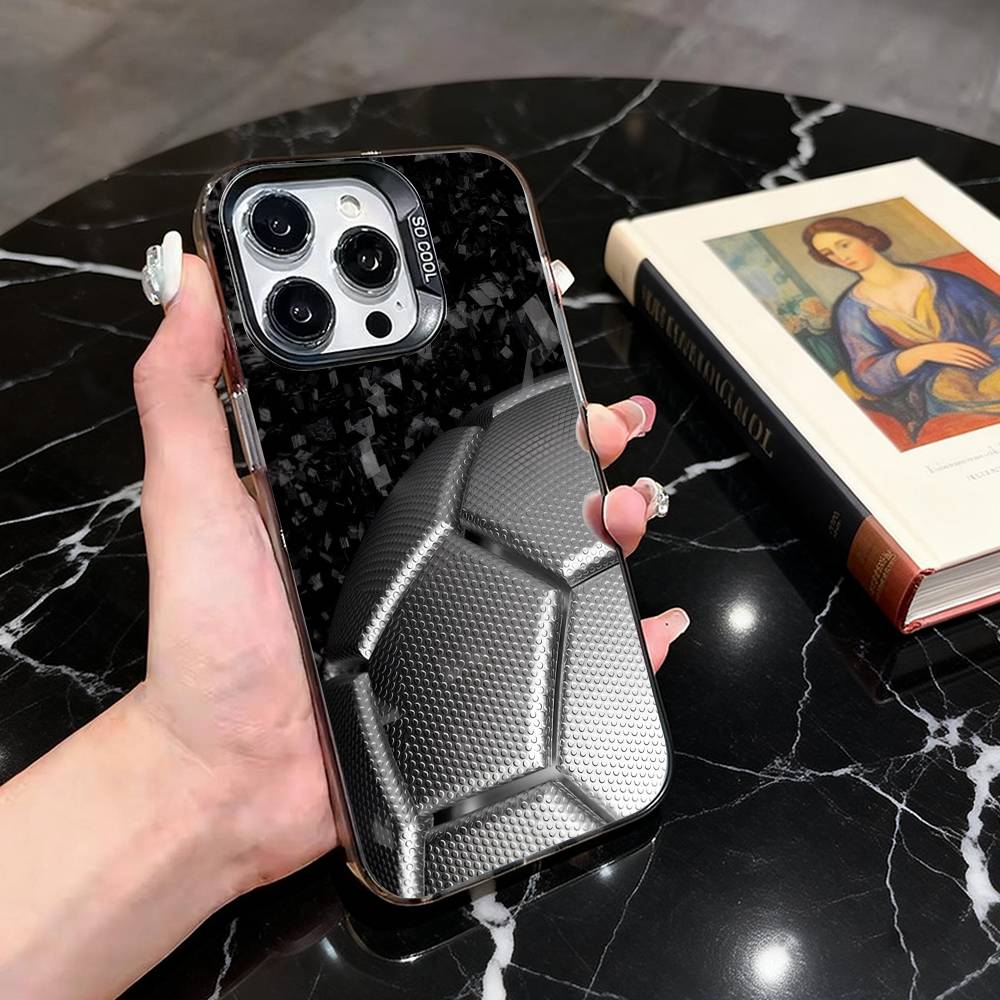 F-Football S-Soccer stitch texture Phone Case For iPhone 17,16,15,14,13,12,11 Plus,Pro Max,XS,Colorful Silver Black Cover