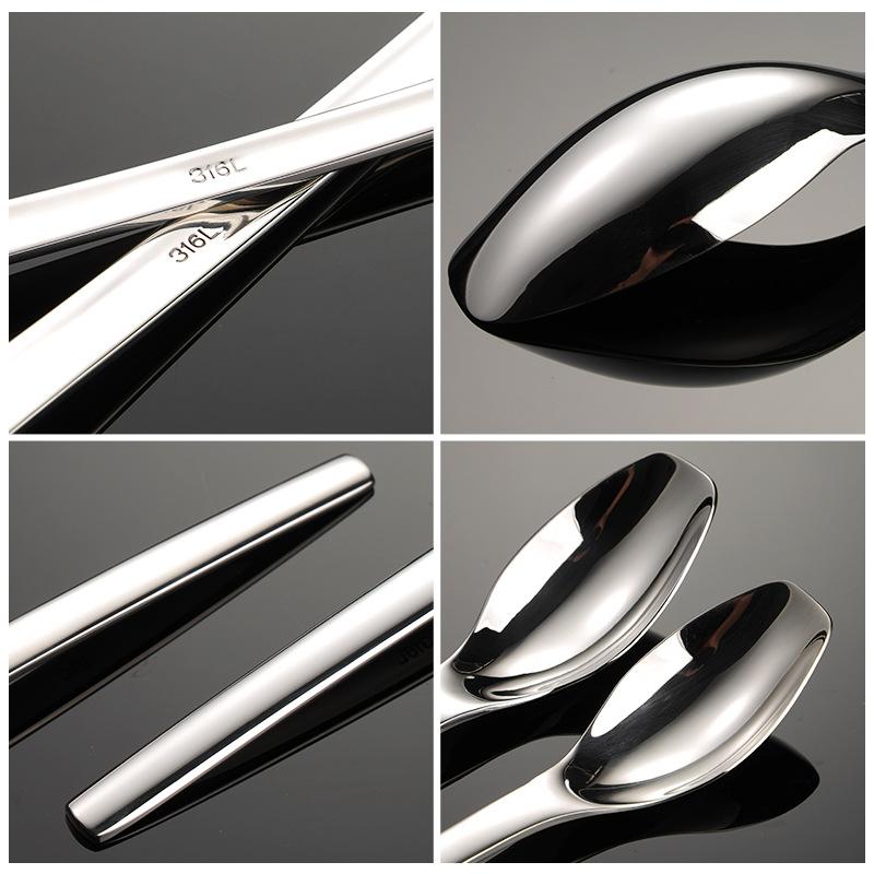 316 stainless steel rhombus square head spoon size mirror polished household high value dessert spoon spoon