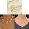 Star Pearl Pendant Necklace With Multi Layer Chain For Women And Men