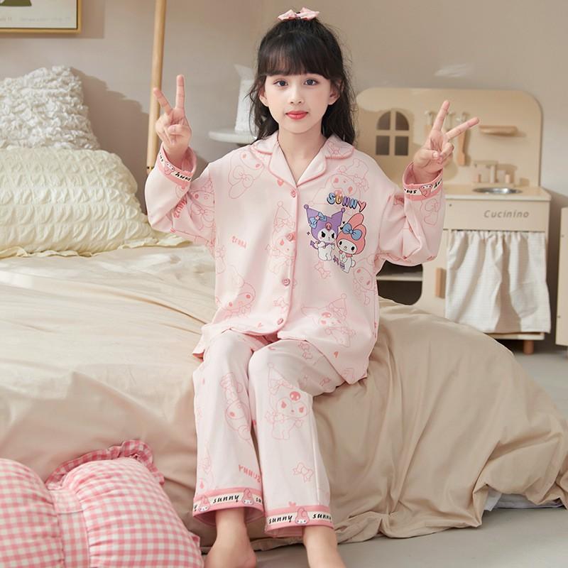 Girls Cotton Pajama Set Long Sleeve Hoodie Style Sleepwear Kids 8-14 Years Winter Home Wear