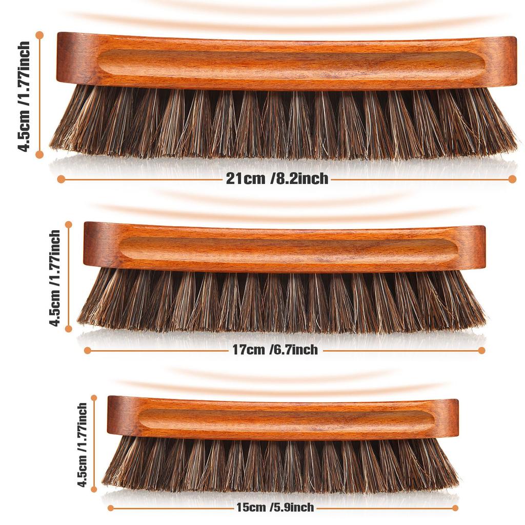 Horsehair Leather Textile Cleaning Brush for Car Interior Furniture Apparel Bag Shine Polishing Brush Auto Home Wash Accessories