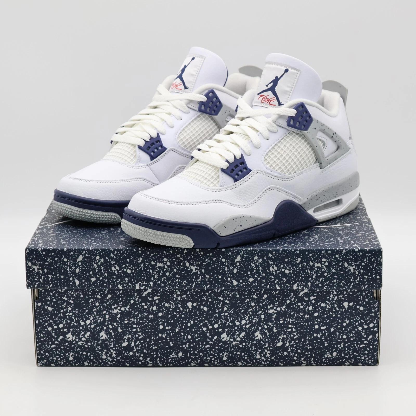 

DH6927-140 Nike Air Jordan 4 Midnight Navy Light Smoke Gray Fire Red (Чоловічі) US 8.5