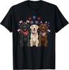 4th of July Three Labrador Retrievers Patriotic Dog Lover T-Shirt