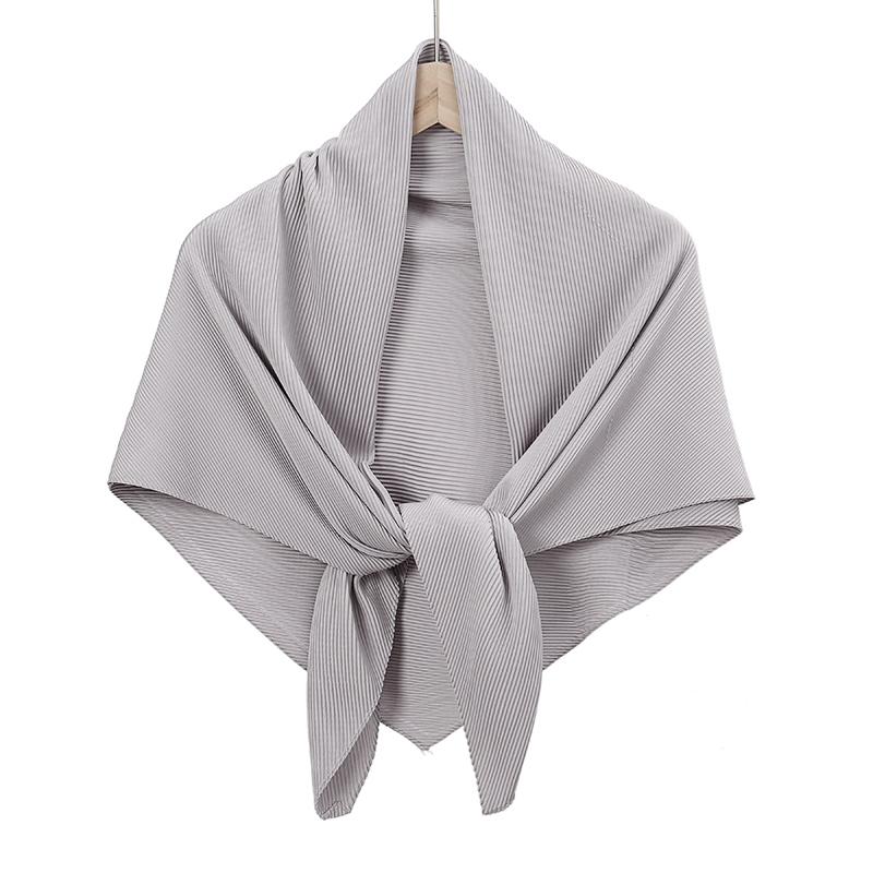 Maldives  Muslim Pleated Square Scarf Matt Silk Plain Hijab Women Crinkle Satin Headscarf Premium Soft Wrinkle Scarves