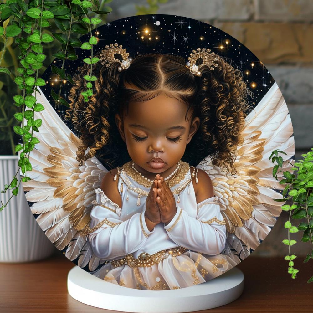 One Piece Angel Baby Rundes Aluminium-Wandschild - Klassischer Stil, Mehrzweck-Dekoplatte 8x8 Zoll - Wetterbeständig