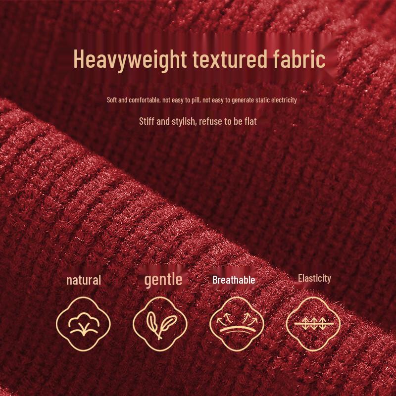 JEEP SPIRIT Men's Thickened Winter Red Knit Sweater