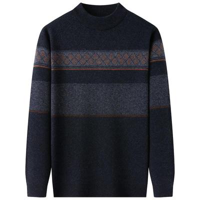 Herren 100% Reine Wolle Semi-Hochkragen Pullover