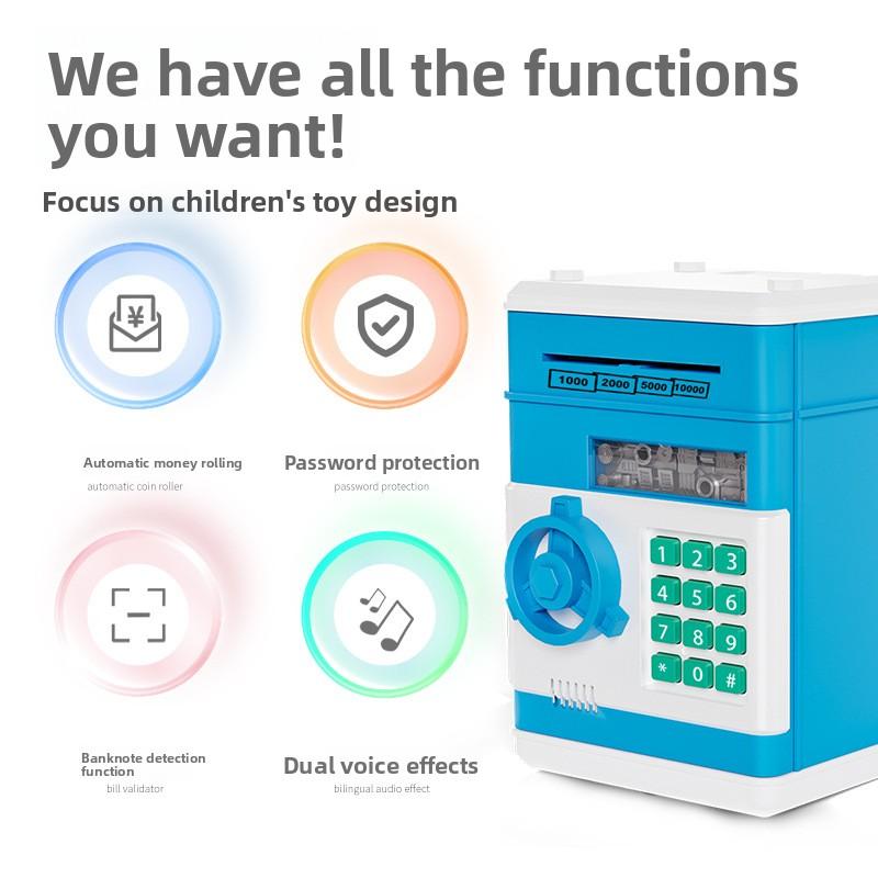 Smart Password Piggy Bank for Kids - Automatic Bill Rolling & More