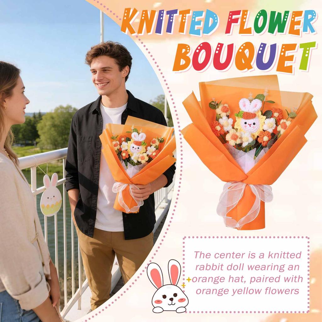Bouquet Gift Festival Party Bouquet Gift, Yarn Crochet Bouquet, Date Gift, Easter Gift
