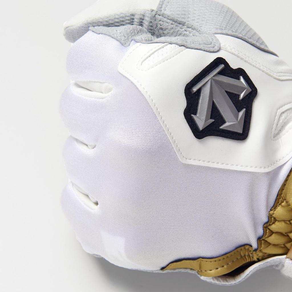 DESCENTE Baseball Batting Sheepskin Leather both White x Gold Size M Gloves, (for hands), (WHGD), (DB5SGV00M)