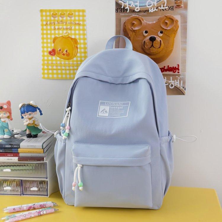 Schoolbag new schoolbag solid color versatile simple large capacity lightweight niche casual backpack student ins backpack