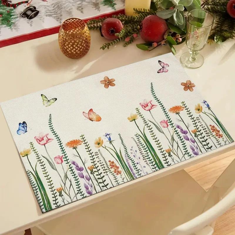 1PC Summer Eucalyptus Placemats for Dining Table Decoration Spring Seasonal Holiday Decoration Vintage Linens Table Mats