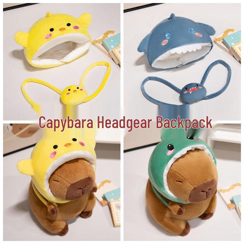 Capybara Plush Backpack & Cute Doll Hat - Small/Medium Sizes