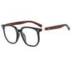High-End Retro Anti-Blue Light Glasses with Wood Grain Legs and Myopia Plano Lenses
