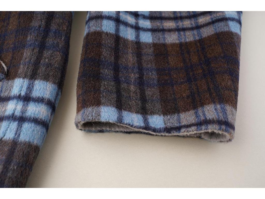 Empress Dowager Cixi Women's Double-Sided Cashmere Scarf Coat - Plaid Wool Outerwear for Autumn/Winter