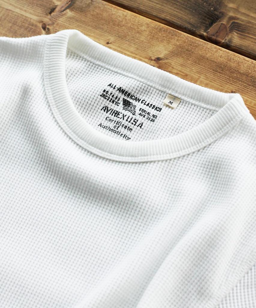 Avirex THERMAL CREW NECK Long Sleeve Thermal Crew Neck Size [DAILY] L/S T-SHIRT / Men's T-Shirt, S, 033, Off-White, 783-3930006