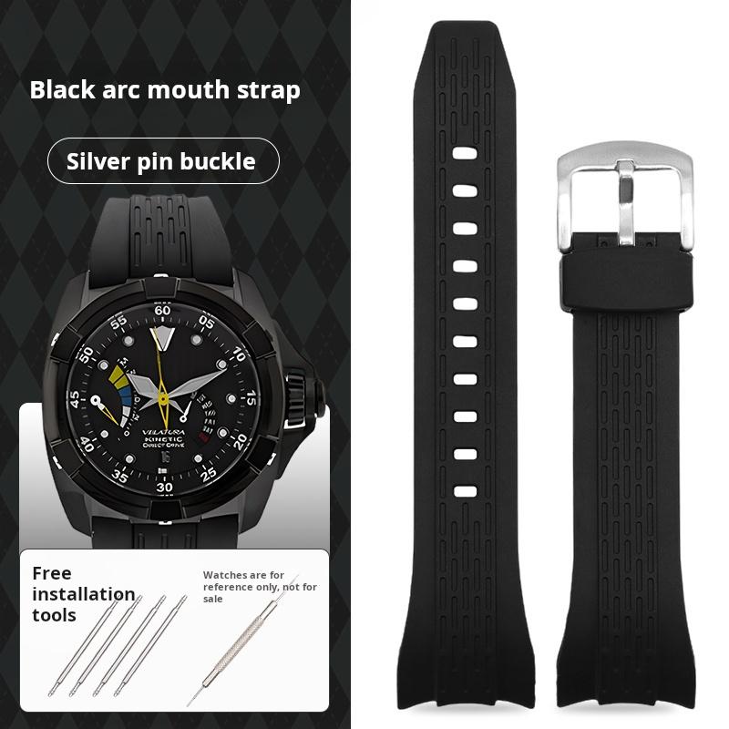 

For Seiko VELATURA/SRH 006 013 SPC007J1 SNAE17 26mm Black Silicone Sports Strap 26mm men s rubber watchband Watch accessories 26mm