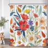 Watercolor Floral Shower Curtain Colorful Flower Blossom Butterfly Plants Bathroom Decoration Modern Bathtub Curtain with HooksW