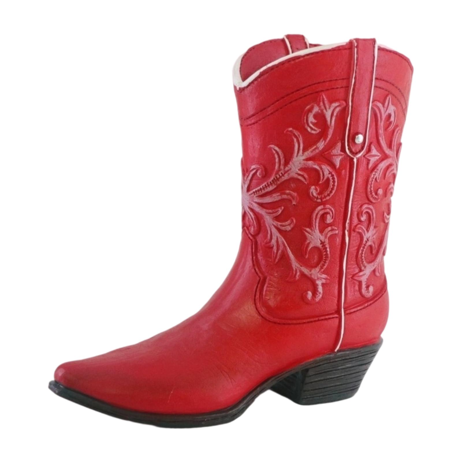 Cowgirl Boot Vase Resin Planter Retro Design Mini Decorative Figurine for Dining Table Bedroom Farmhouse Living Room Home Office