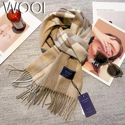 Luxury British Wool Blending Scarf Women Plaid Cashmere Handkerchief Winter Warm Female Shawl Outdoor Pareo Korea Soft Bufanda