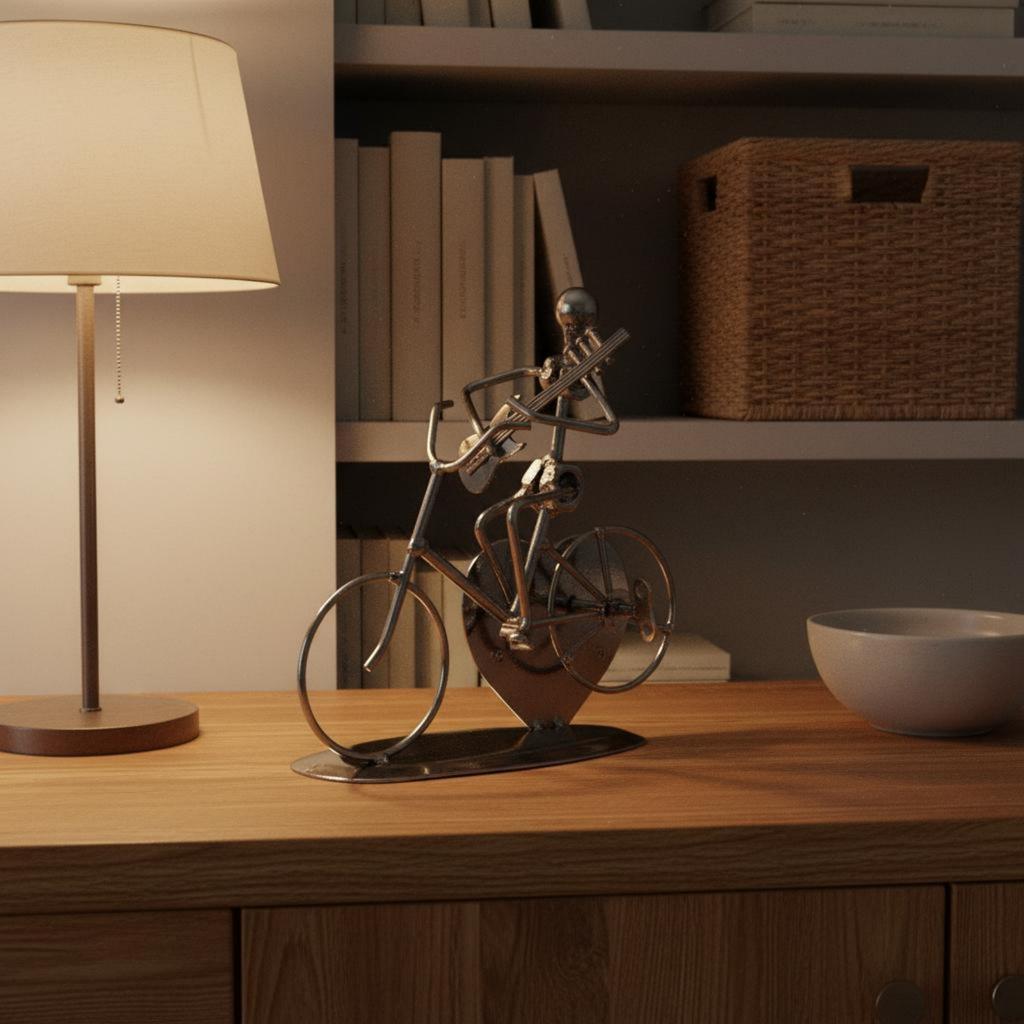 Rzeźba Rowerowa Prezent Metalowa Figurka Roweru Statua Rowerowa Rękodzieło Ornament na Biurko Minimalistyczny do Salonu