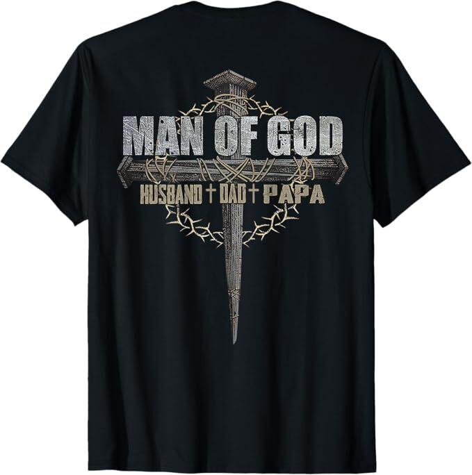 

Человек Божий Муж Папа Папа Христианский Крест Футболка на День Отца XL