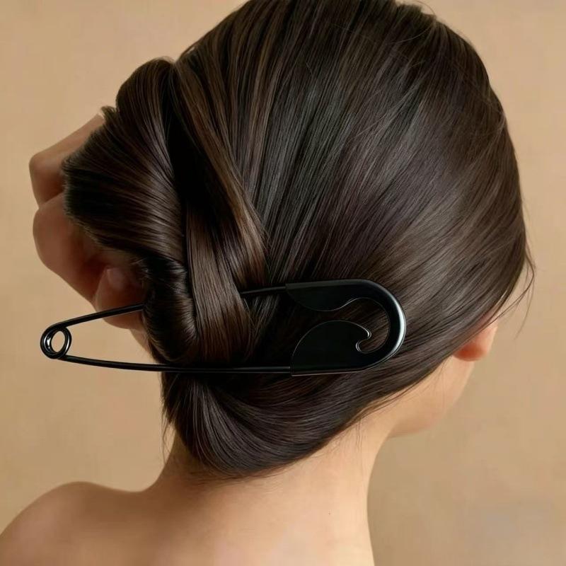 Large Safety Pin Metal Hair Claws Shiny Polished Barrettes for Women Girls Elegant Updo Hairstyles Wedding Party Accessories