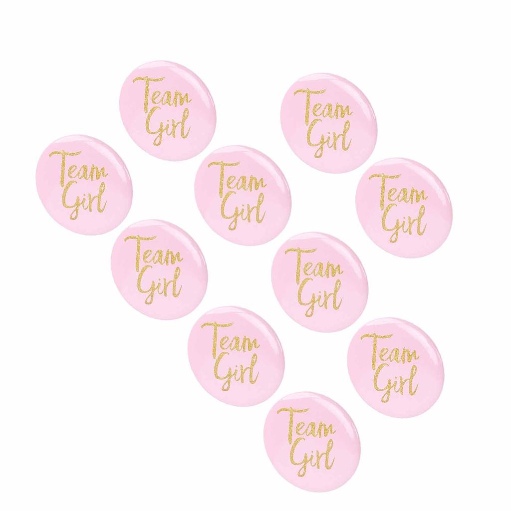 10Pcs Gender Reveal Button Pins Tinplate Baby Shower Party Favors Decoration Supplies