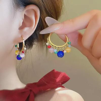 Dopamin Bonbonfarben Katzenaugenstein Ohrringe - High-End Luxus Modeschmuck für Frauen