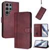 Etui portfelowe ze stojakiem na Samsunga Galaxy S23 Ultra, skórzane etui na telefon o retro teksturze ze smyczą
