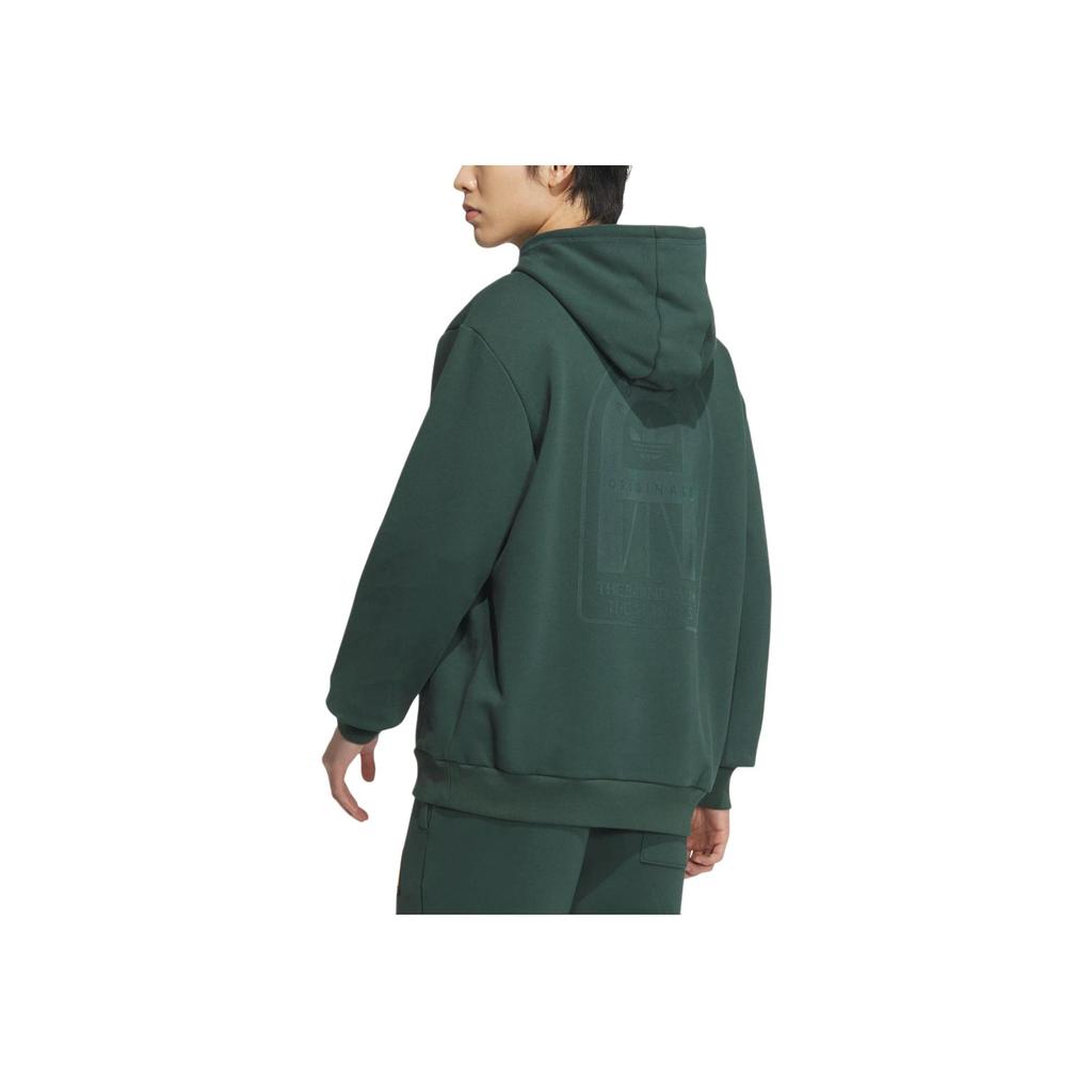 adidas Originals Men's Collegiate Badge Dark Green Fleece Hoodie JD3245