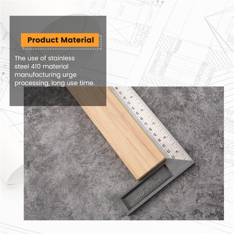 

A72U 90-градусная 25 см длиной L-образная угловая линейка из нержавеющей стали