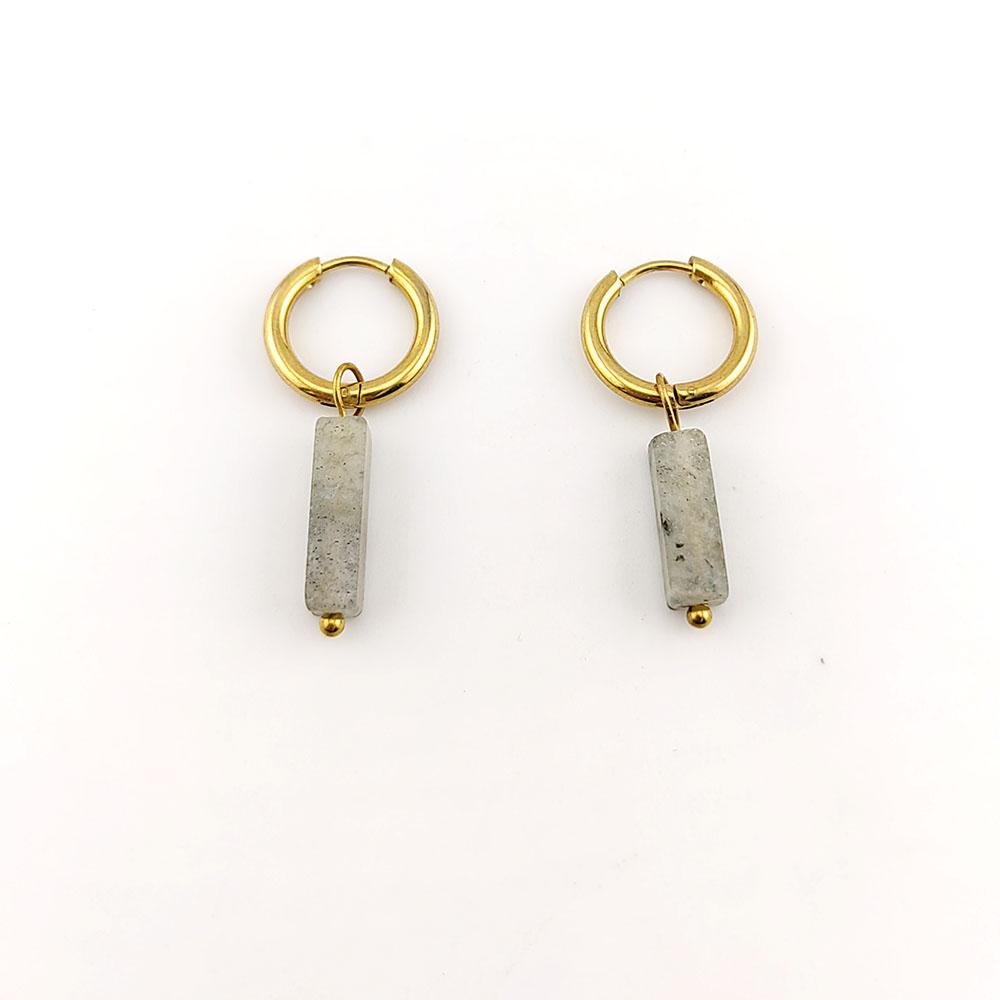 

HUIDANG Earrings With Stones Boucles d oreilles Square Natural Stones Small Hoops Earrings Woman New Trend серый