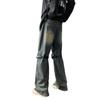 Mens Vintage Washed Denim Pants Loose Fit Hip Hop Streetwear Jeans