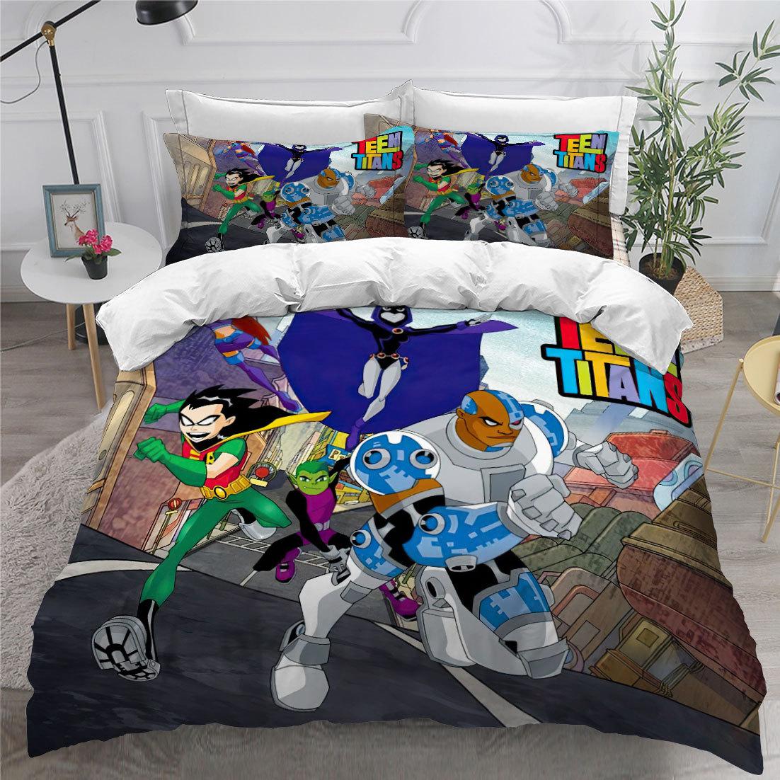 

Комплект постельного белья Teen Titans Go Single Twin Full Queen King Size Anime Bed Set Aldult Kid Bedroom Duvet cover Sets 3D Print Anime EU Twin 135x200cm