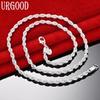 925 Sterling Silver Wedding Jewelry 4mm Twisted Rope Necklace