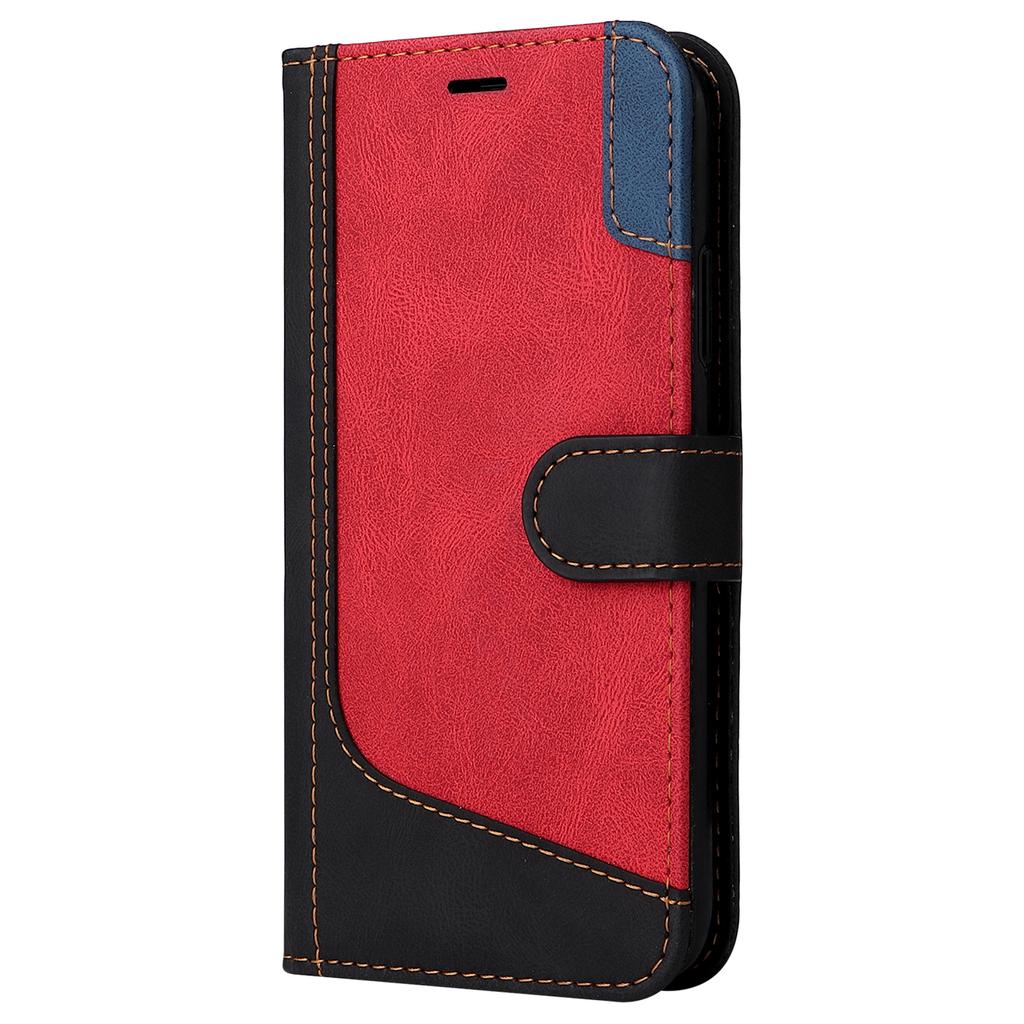 For iPhone 16 Plus Case 3-color Splicing PU Leather Wallet Phone Cover