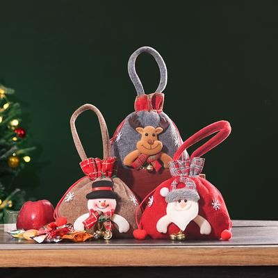 Christmas Decoration Small Gift Soft Plush Gift Bag Christmas Eve Apple Packaging Box Tote Bag Candy Jar Apple Bag