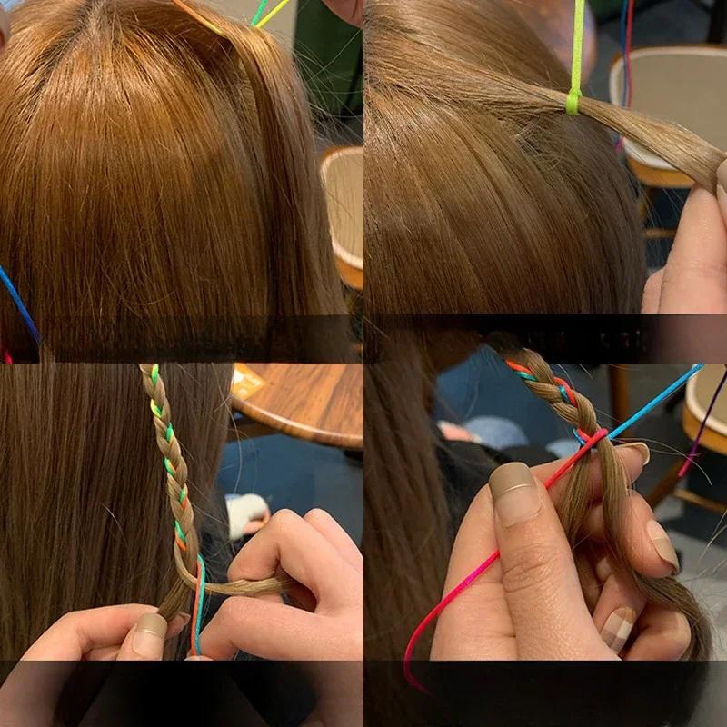 10 Stück/Beutel Mädchen Bunt 80CM Haarflechte Seil Strähnen Afrikanische Zöpfe Mädchen DIY Pferdeschwanz Zöpfe Frauen Styling Haarschmuck