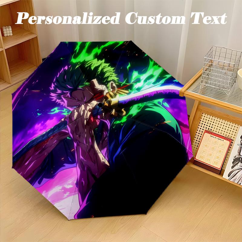 8‑Rib Automatic Umbrella, One Piece Design Foldable Umbrella for Sun Rain Protection Travel