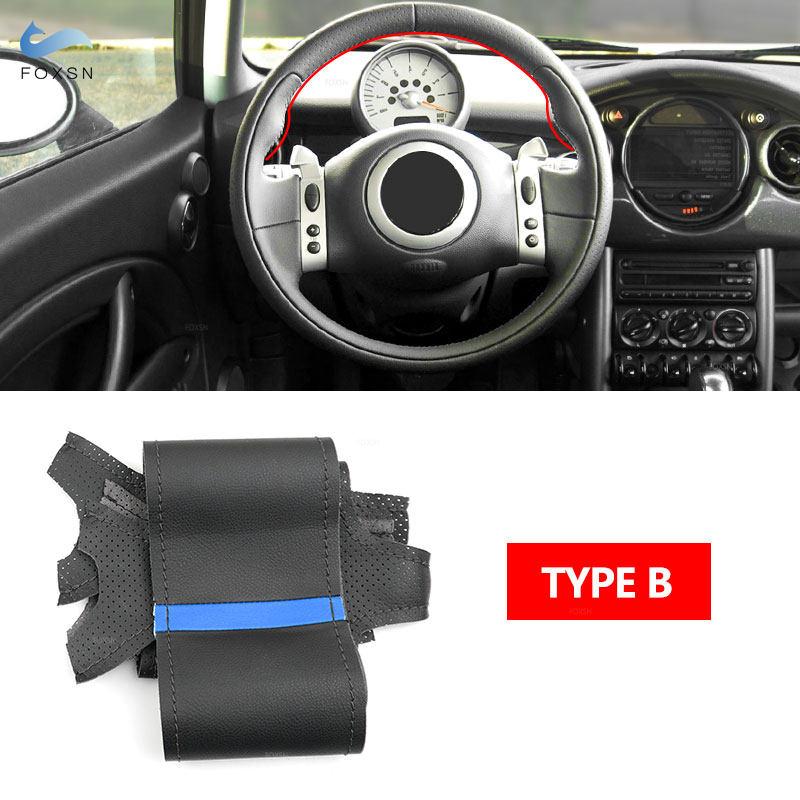 Car Accessories Steering Wheel Cover Leather Trim For Mini Coupe 2001 2002 2003 2004 2005 2006 Convertible 2004-2008 R50 R53 R60