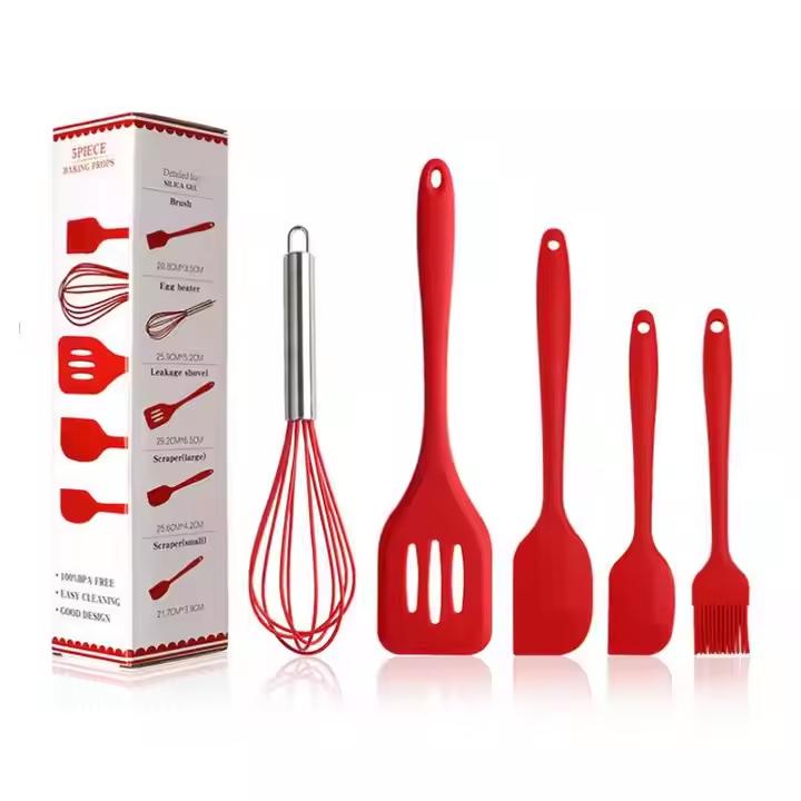 High Quality Home and Kitchen Accessories 5Pcs Heat Resistant Food Silicone Kitchen Utensils Cooking Spatula Set 0